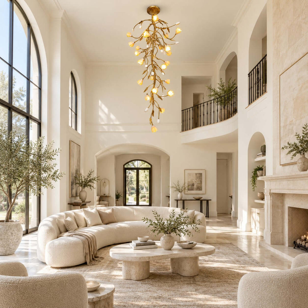 Celmori Chandelier | Gold Branches and Ceramic for Staircases
