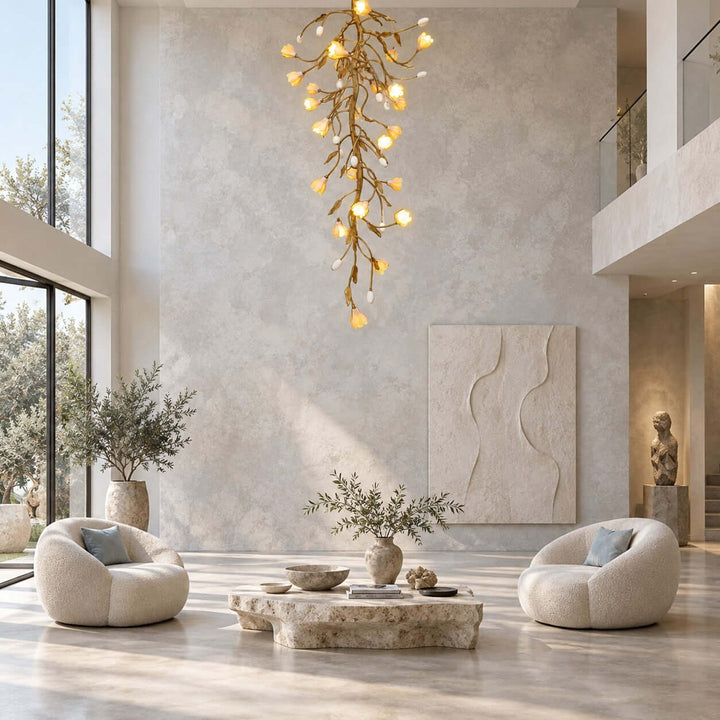 Celmori Chandelier | Gold Branches and Ceramic for Staircases