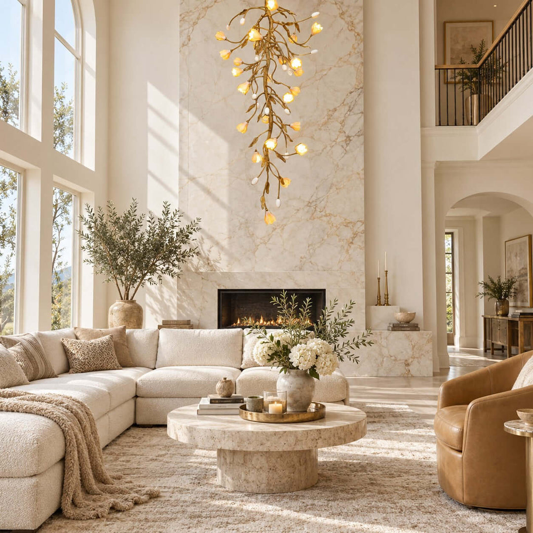 Celmori Chandelier | Gold Branches and Ceramic for Staircases