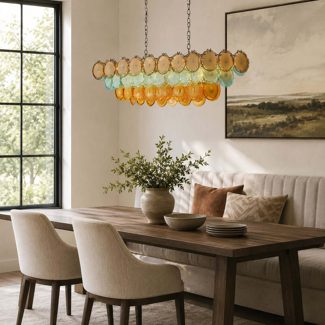 Celora Chandelier with Artistic Glass for Modern Dining Rooms
