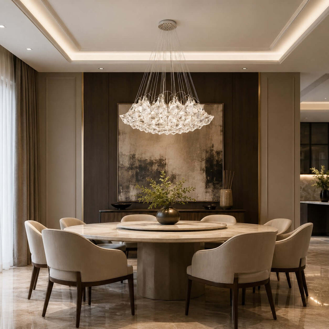Celvian Chandelier | Geometric Chandelier for Modern Dining Room Decor