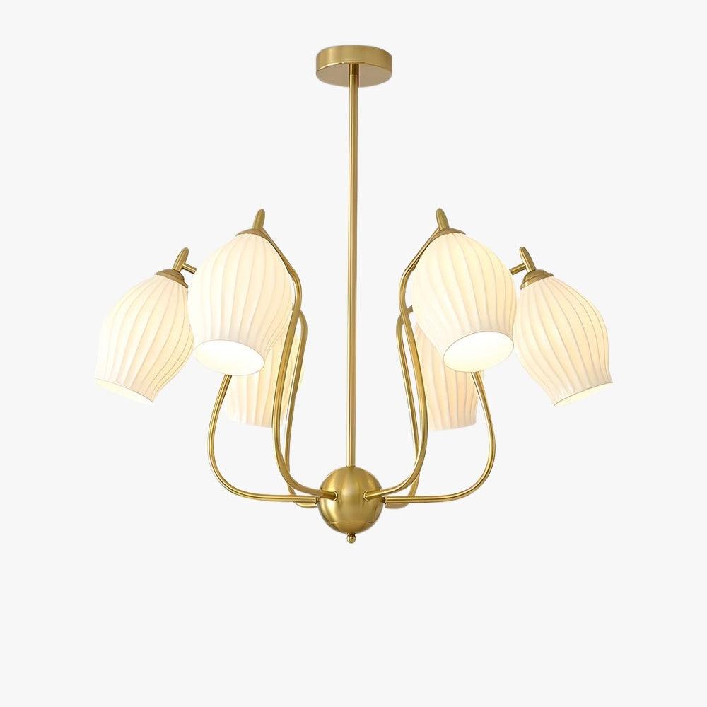 Ceramic Ribbed Chandelier - 6 Light for Dining Room | Vinlighting | Vinlighting