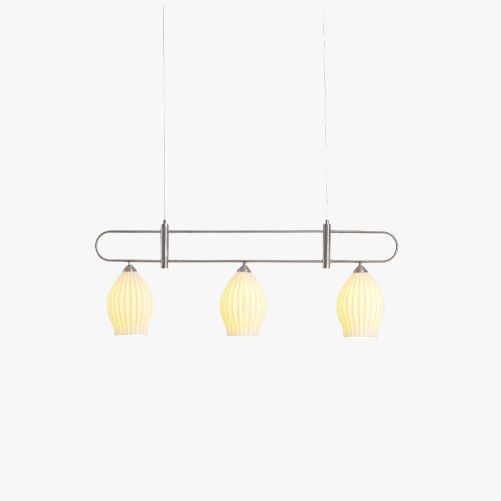 Ceramic Ribbed Linear Pendant Light | Chandelier over Kitchen Island | Vinlighting | Vinlighting