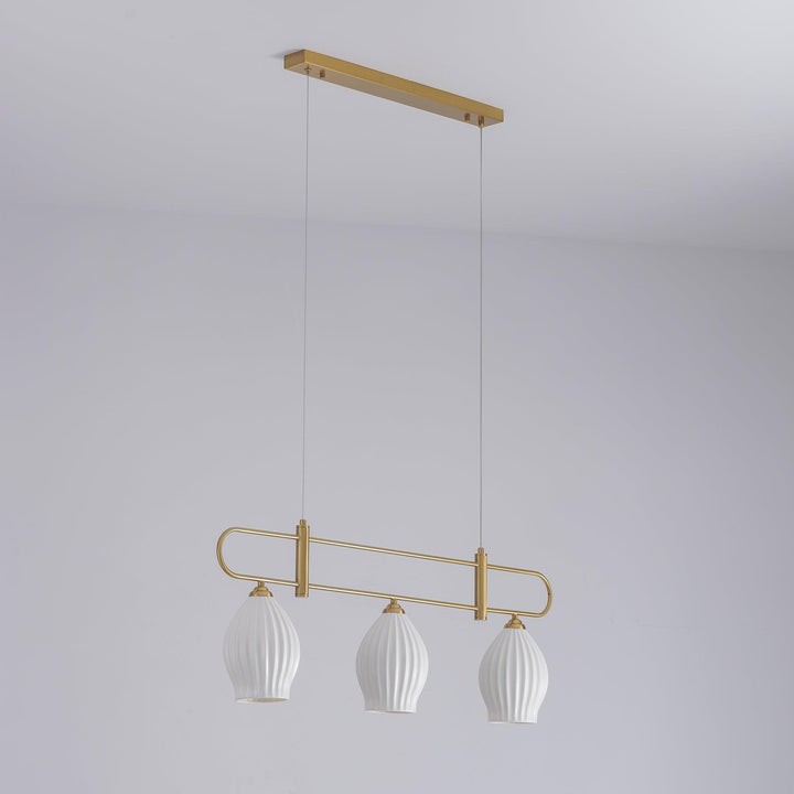 Ceramic Ribbed Linear Pendant Light | Chandelier over Kitchen Island | Vinlighting | Vinlighting