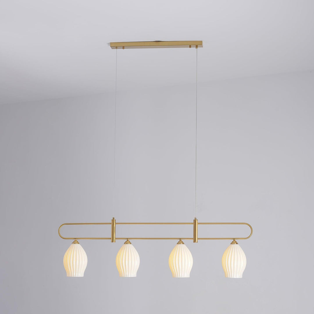 Ceramic Ribbed Linear Pendant Light | Chandelier over Kitchen Island | Vinlighting | Vinlighting