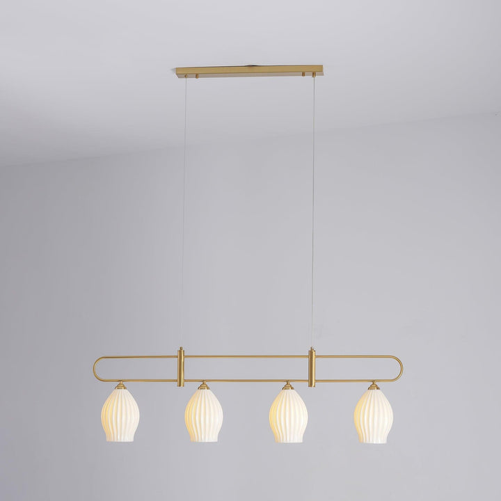 Ceramic Ribbed Linear Pendant Light | Chandelier over Kitchen Island | Vinlighting | Vinlighting