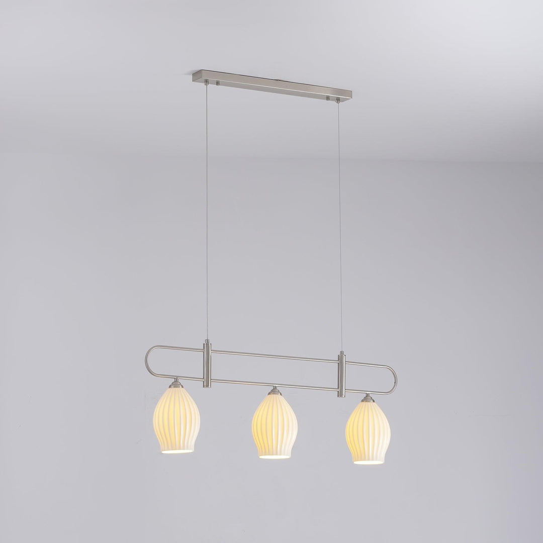 Ceramic Ribbed Linear Pendant Light | Chandelier over Kitchen Island | Vinlighting | Vinlighting