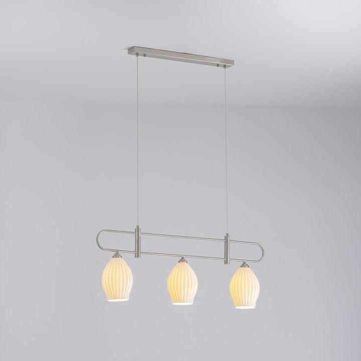 Ceramic Ribbed Linear Pendant Light | Chandelier over Kitchen Island | Vinlighting | Vinlighting