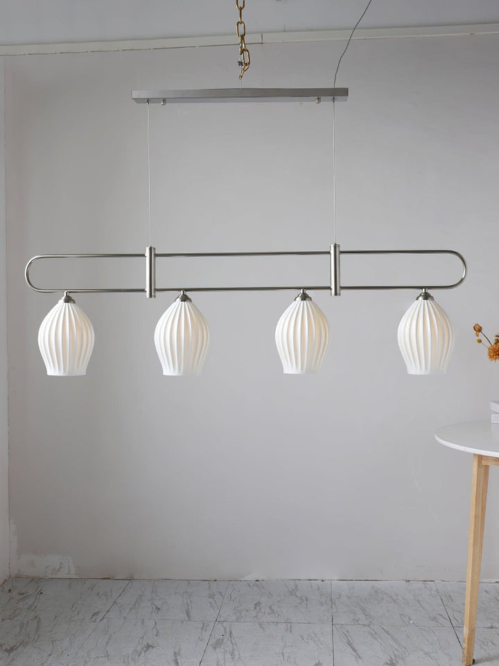 Ceramic Ribbed Linear Pendant Light | Chandelier over Kitchen Island | Vinlighting | Vinlighting