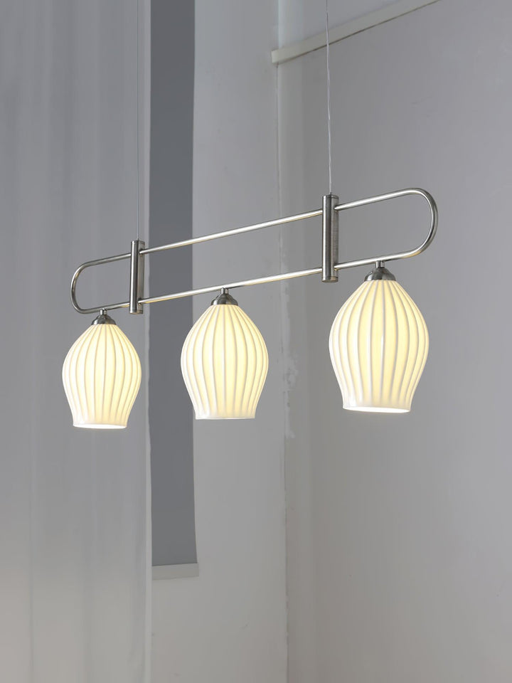Ceramic Ribbed Linear Pendant Light | Chandelier over Kitchen Island | Vinlighting | Vinlighting