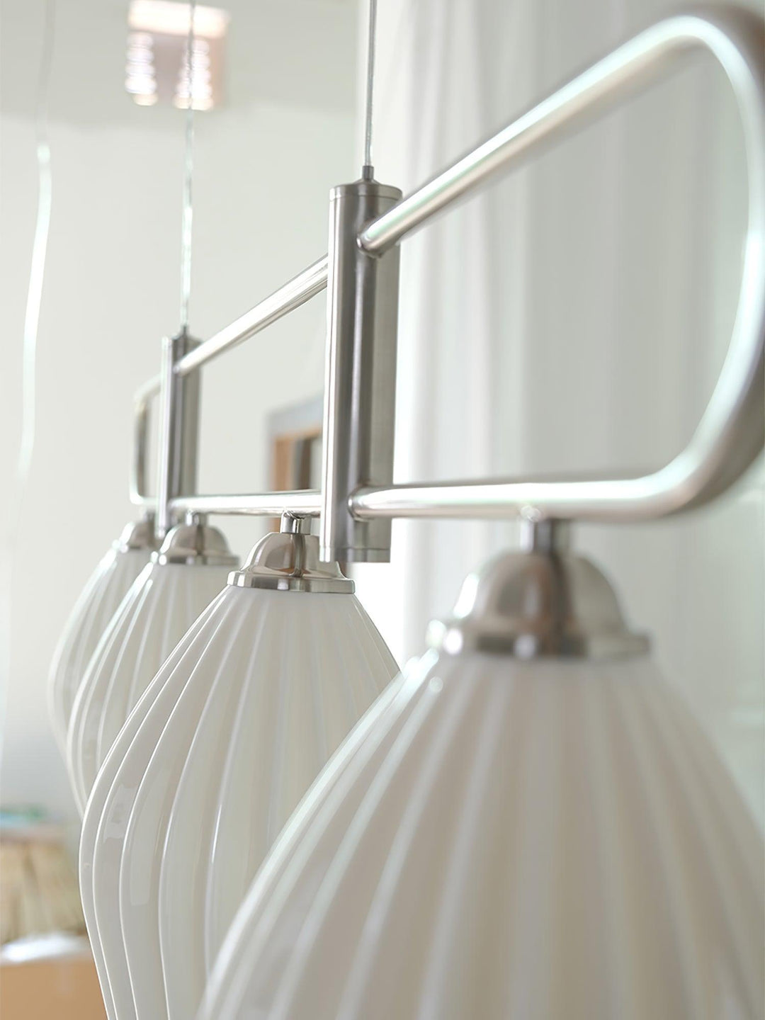 Ceramic Ribbed Linear Pendant Light | Chandelier over Kitchen Island | Vinlighting | Vinlighting