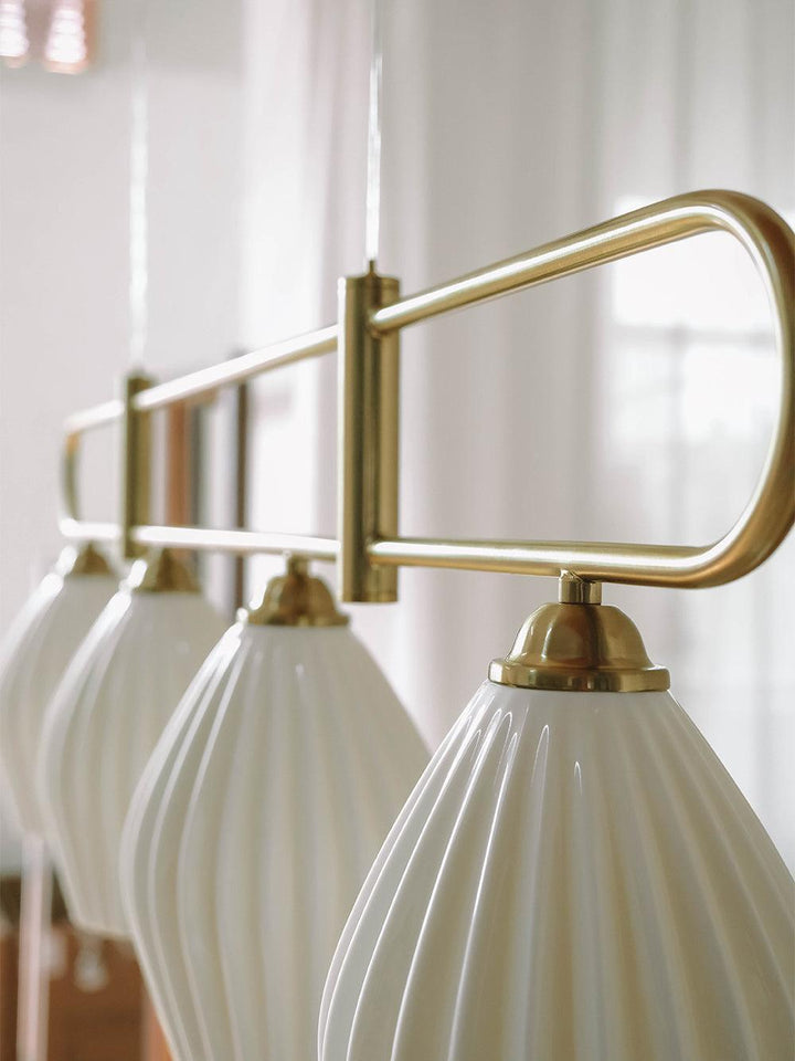 Ceramic Ribbed Linear Pendant Light | Chandelier over Kitchen Island | Vinlighting | Vinlighting