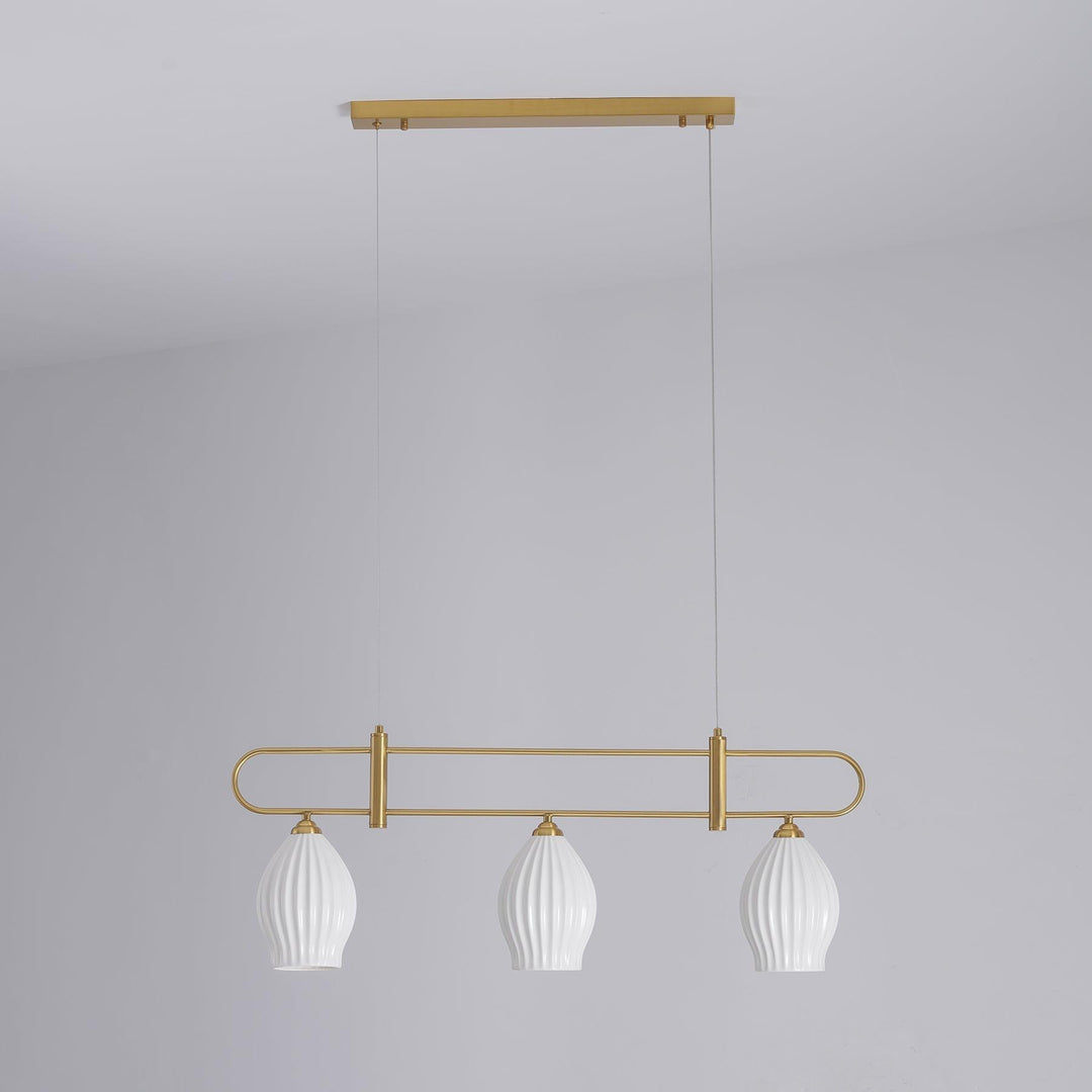 Ceramic Ribbed Linear Pendant Light | Chandelier over Kitchen Island | Vinlighting | Vinlighting