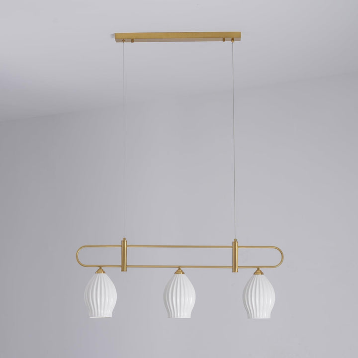 Ceramic Ribbed Linear Pendant Light | Chandelier over Kitchen Island | Vinlighting | Vinlighting