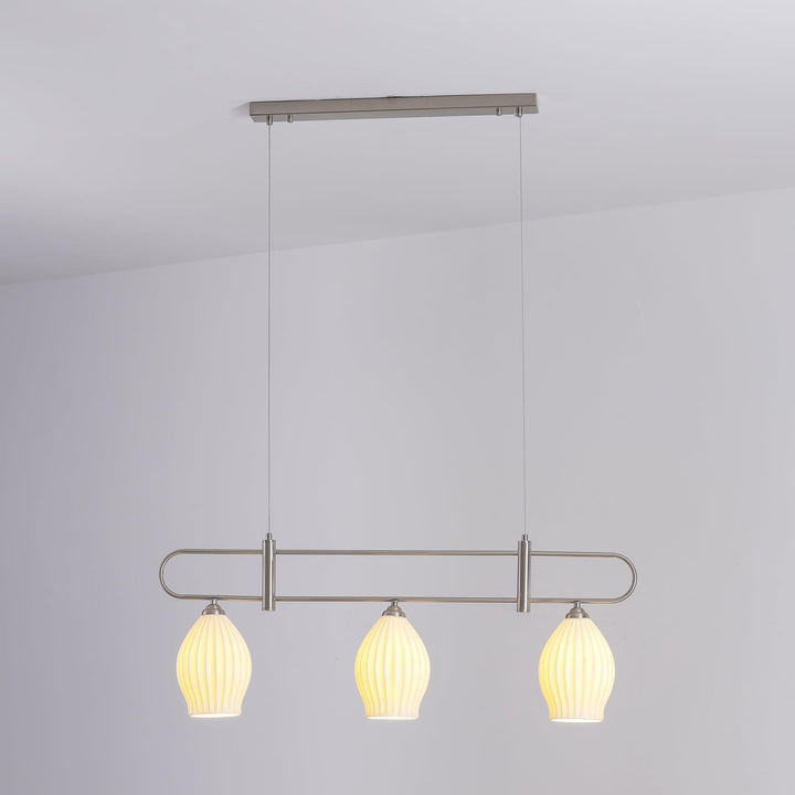 Ceramic Ribbed Linear Pendant Light | Chandelier over Kitchen Island | Vinlighting | Vinlighting