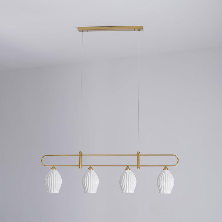 Ceramic Ribbed Linear Pendant Light | Chandelier over Kitchen Island | Vinlighting | Vinlighting