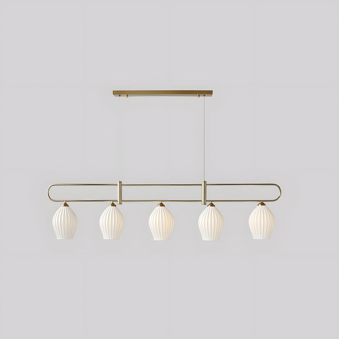 Ceramic Ribbed Linear Pendant Light | Chandelier over Kitchen Island | Vinlighting | Vinlighting
