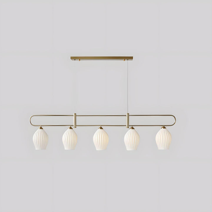 Ceramic Ribbed Linear Pendant Light | Chandelier over Kitchen Island | Vinlighting | Vinlighting