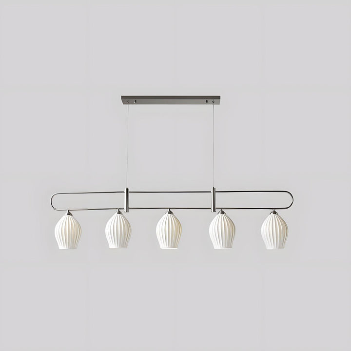 Ceramic Ribbed Linear Pendant Light | Chandelier over Kitchen Island | Vinlighting | Vinlighting