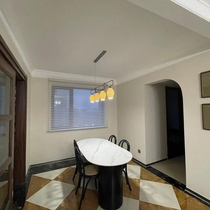 Ceramic Ribbed Linear Pendant Light | Chandelier over Kitchen Island | Vinlighting | Vinlighting