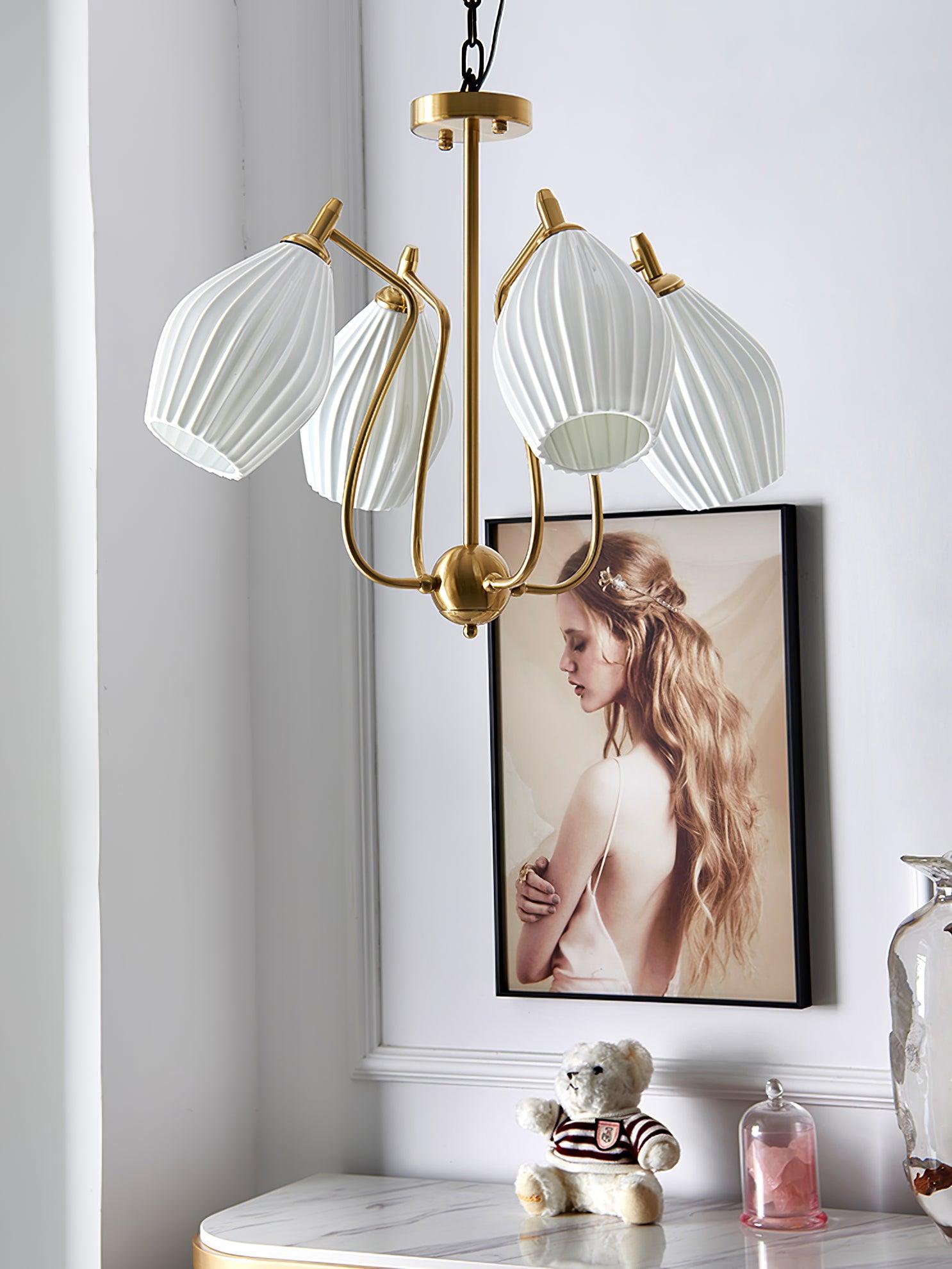 Ceramic Ribbed Chandelier - Vinlighting