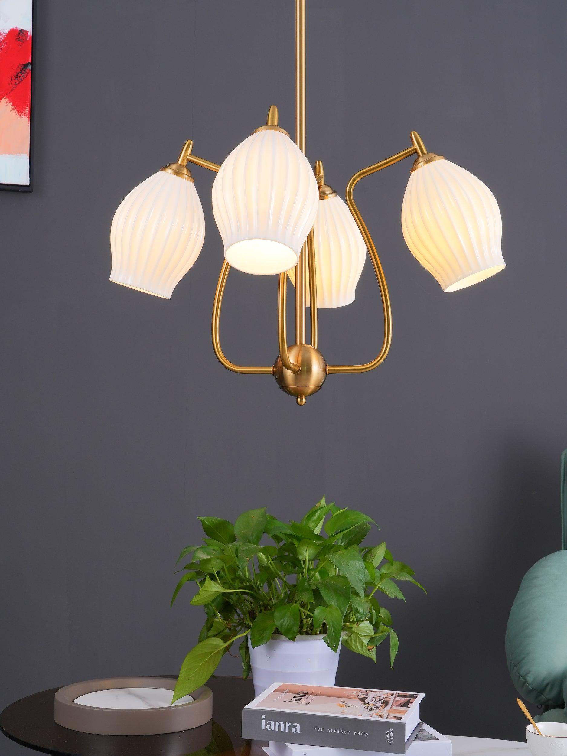 Ceramic Ribbed Chandelier - Vinlighting