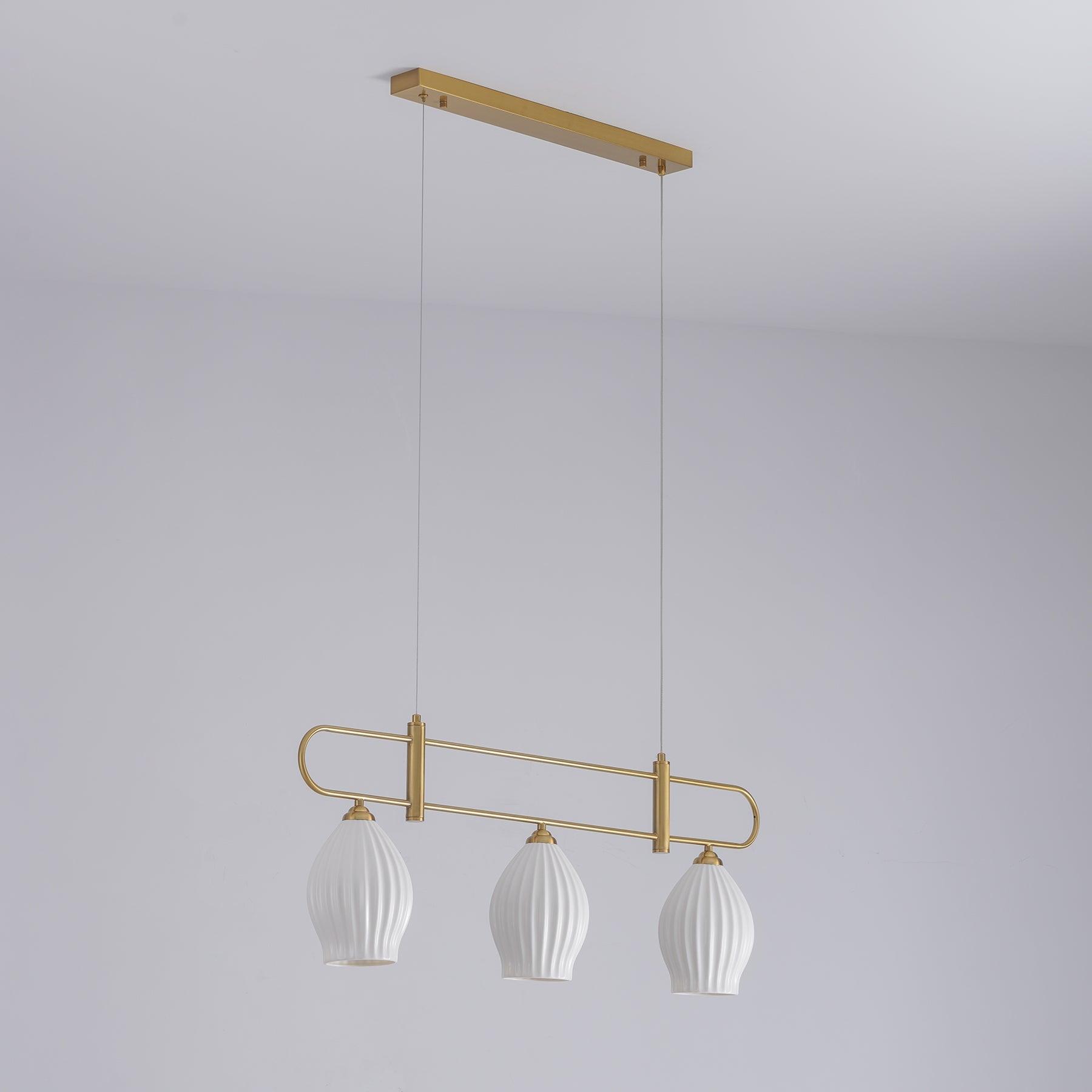 Ceramic Ribbed Linear Pendant Light - Vinlighting