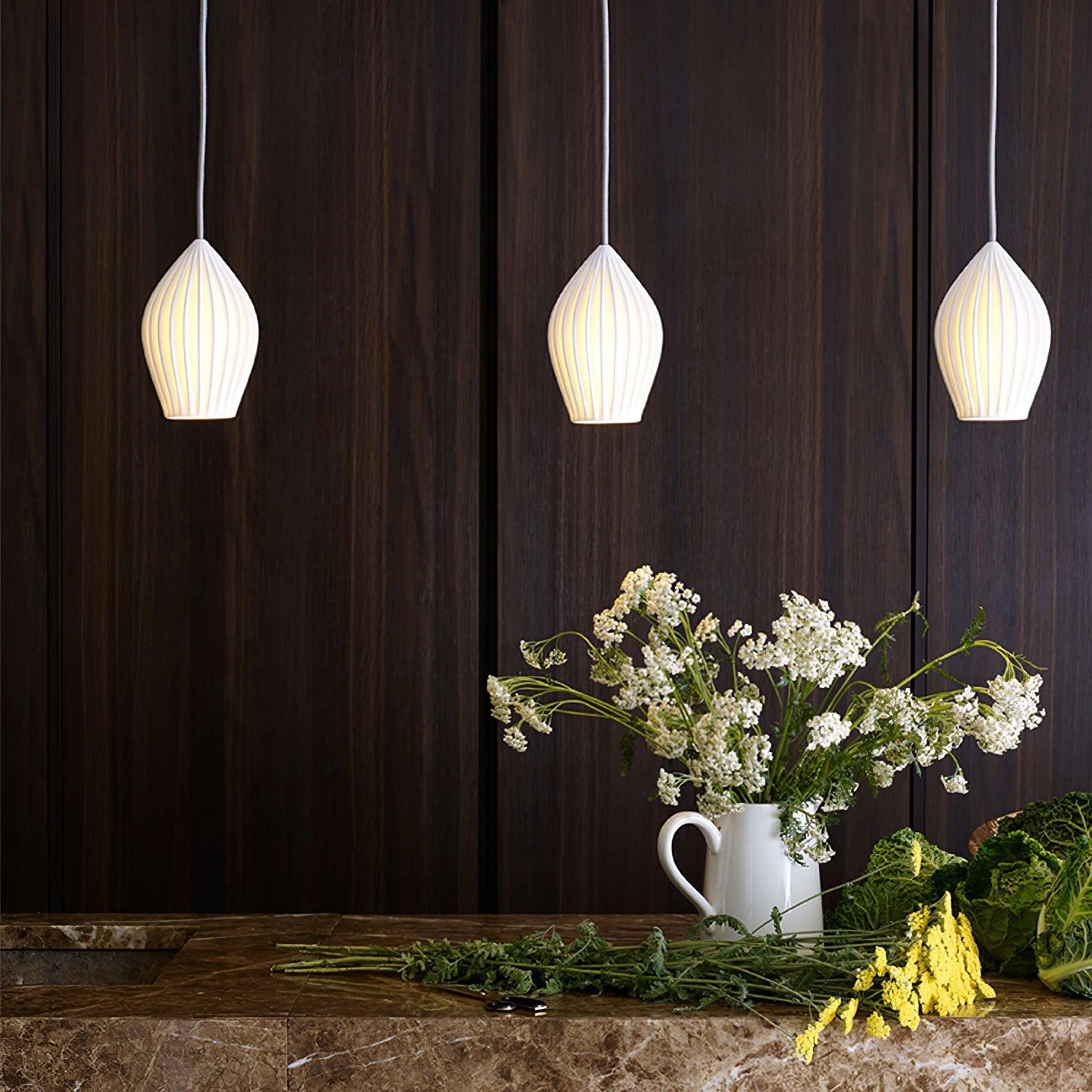 Ceramic Ribbed Pendant light - Vinlighting