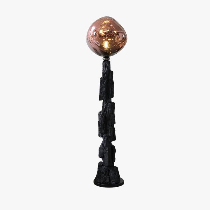 Charcoal Lava Floor Lamp | Illuminated Glass & Mirror Effect | Vinlighting | Vinlighting