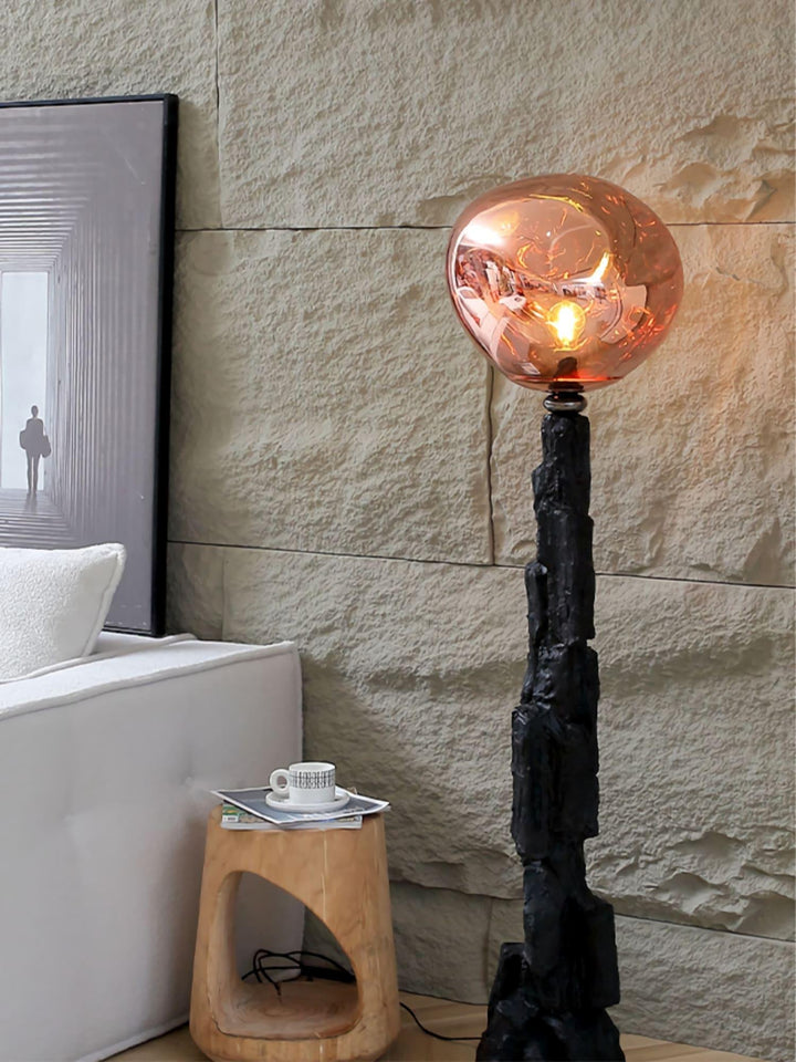 Charcoal Lava Floor Lamp | Illuminated Glass & Mirror Effect | Vinlighting | Vinlighting