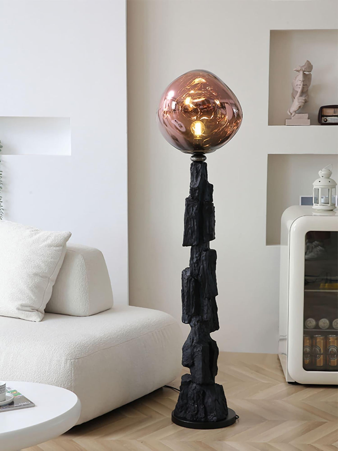 Charcoal Lava Floor Lamp | Illuminated Glass & Mirror Effect | Vinlighting | Vinlighting