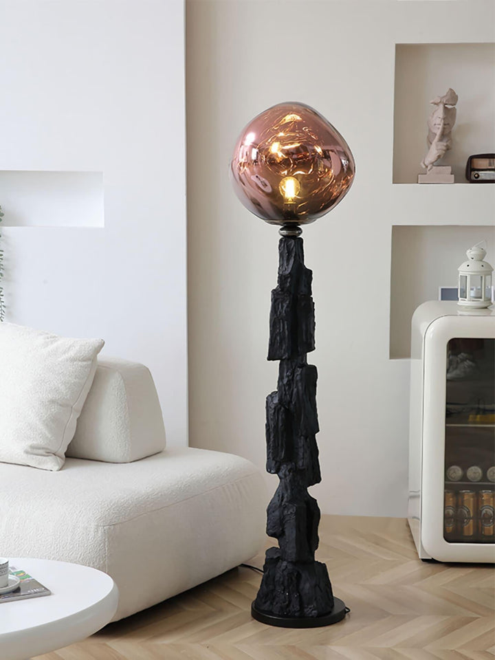 Charcoal Lava Floor Lamp | Illuminated Glass & Mirror Effect | Vinlighting | Vinlighting