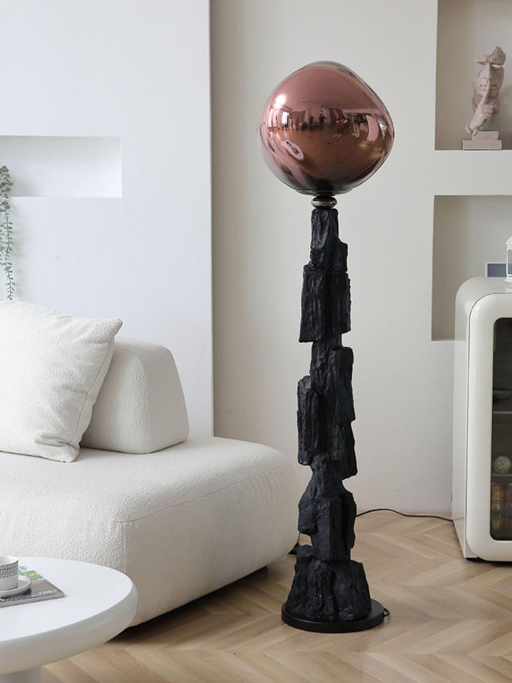 Charcoal Lava Floor Lamp | Illuminated Glass & Mirror Effect | Vinlighting | Vinlighting