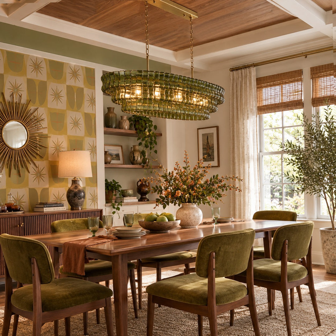Zirvona Linear Chandelier | Tiered Glass for Kitchen Islands