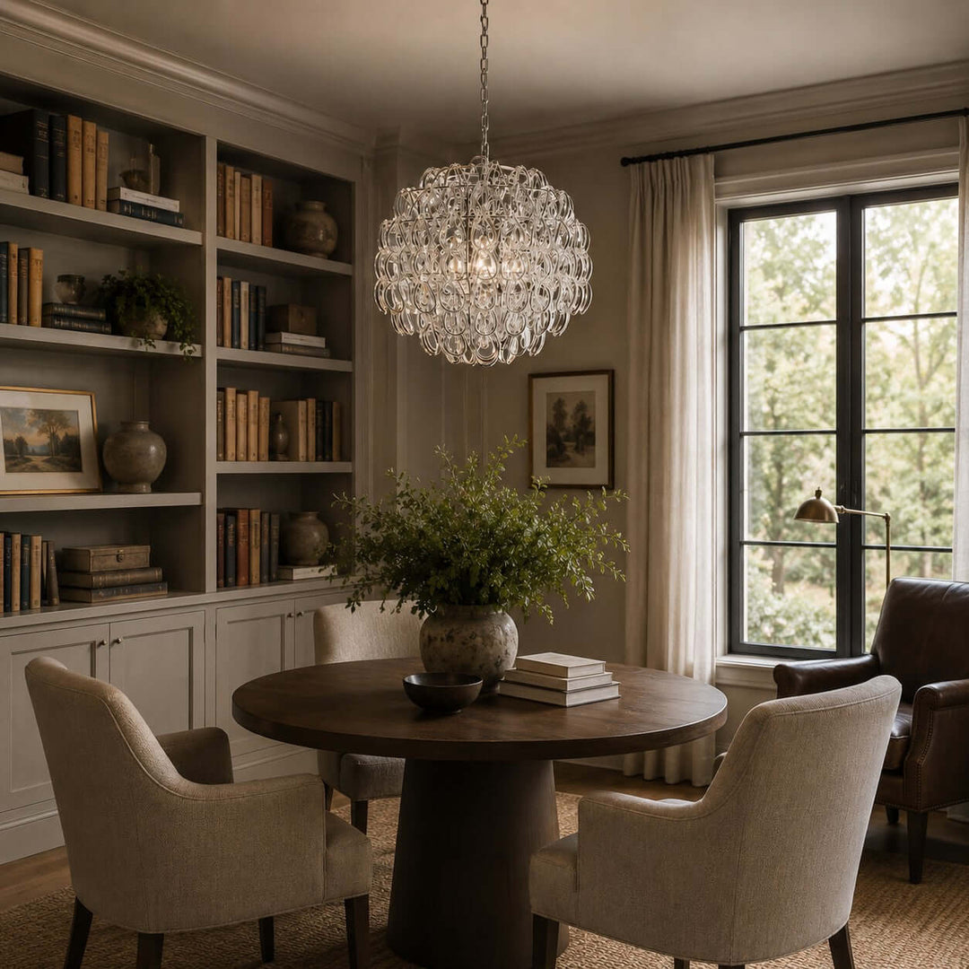 Modern Glam Glass Chandelier for Dining Room and Bedroom Decor