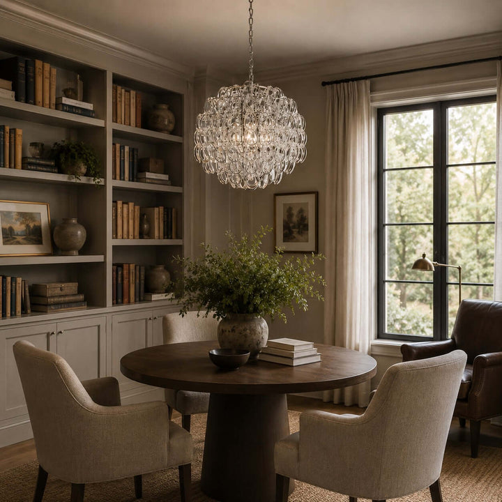 Modern Glam Glass Chandelier for Dining Room and Bedroom Decor