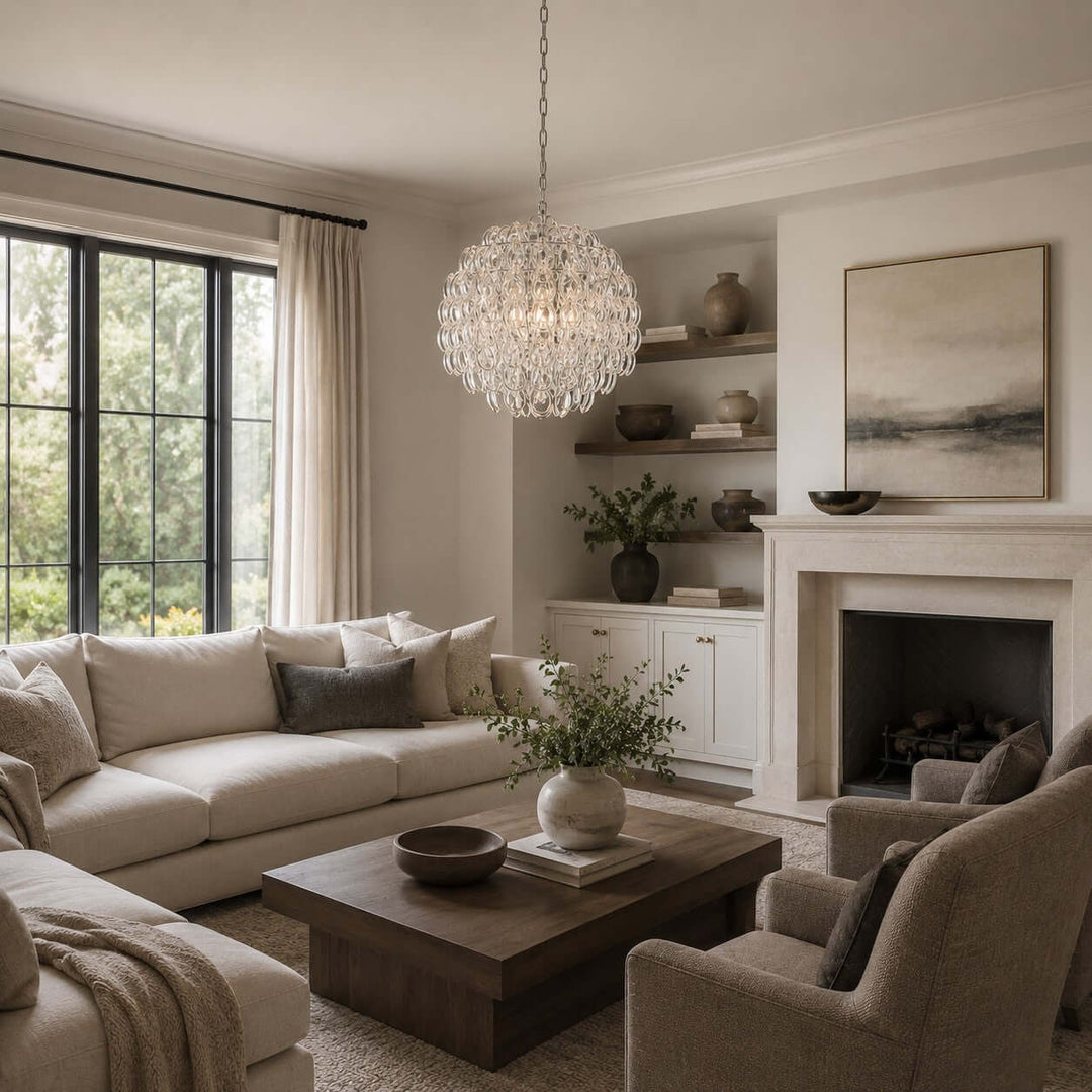 Modern Glam Glass Chandelier for Dining Room and Bedroom Decor