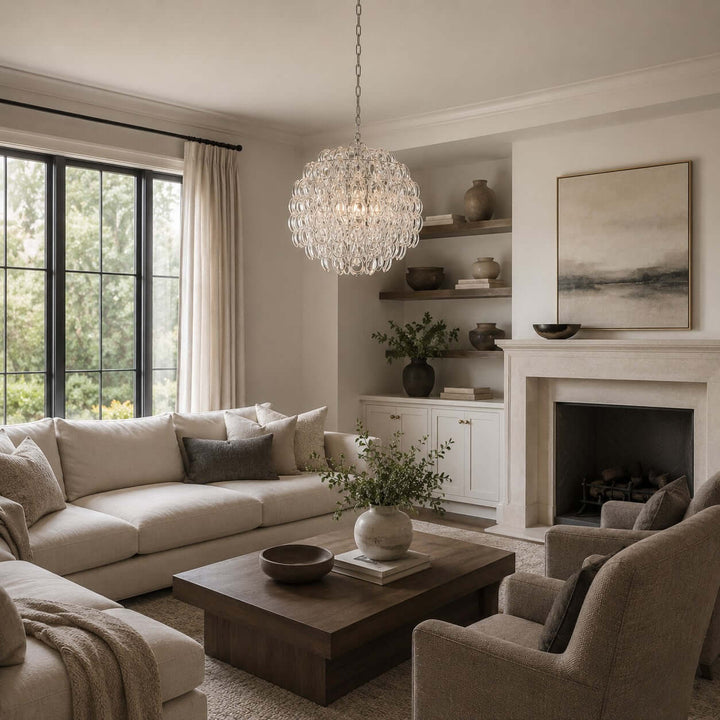 Modern Glam Glass Chandelier for Dining Room and Bedroom Decor