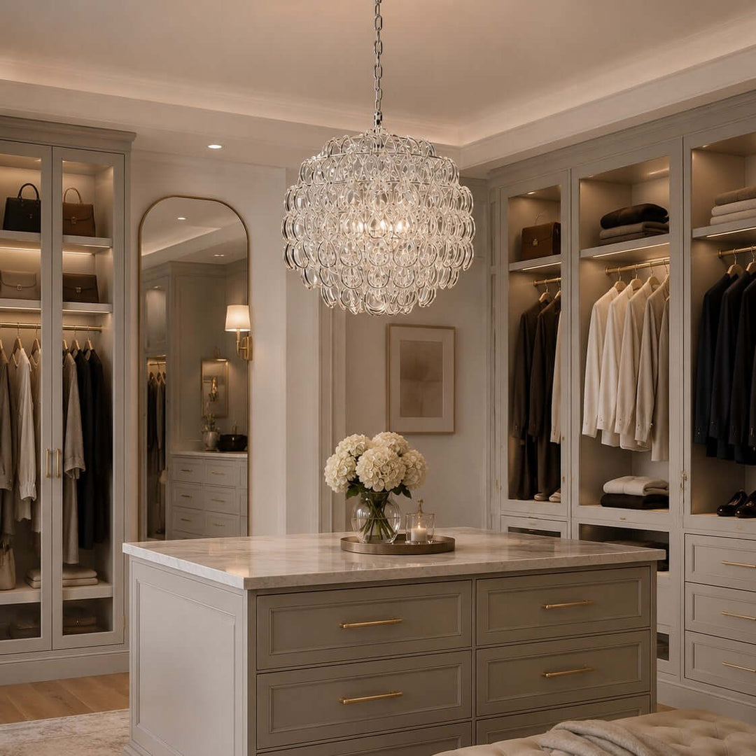Modern Glam Glass Chandelier for Dining Room and Bedroom Decor