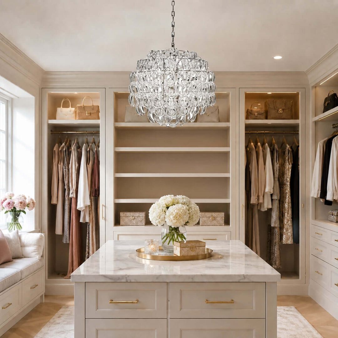 Modern Glam Glass Chandelier for Dining Room and Bedroom Decor