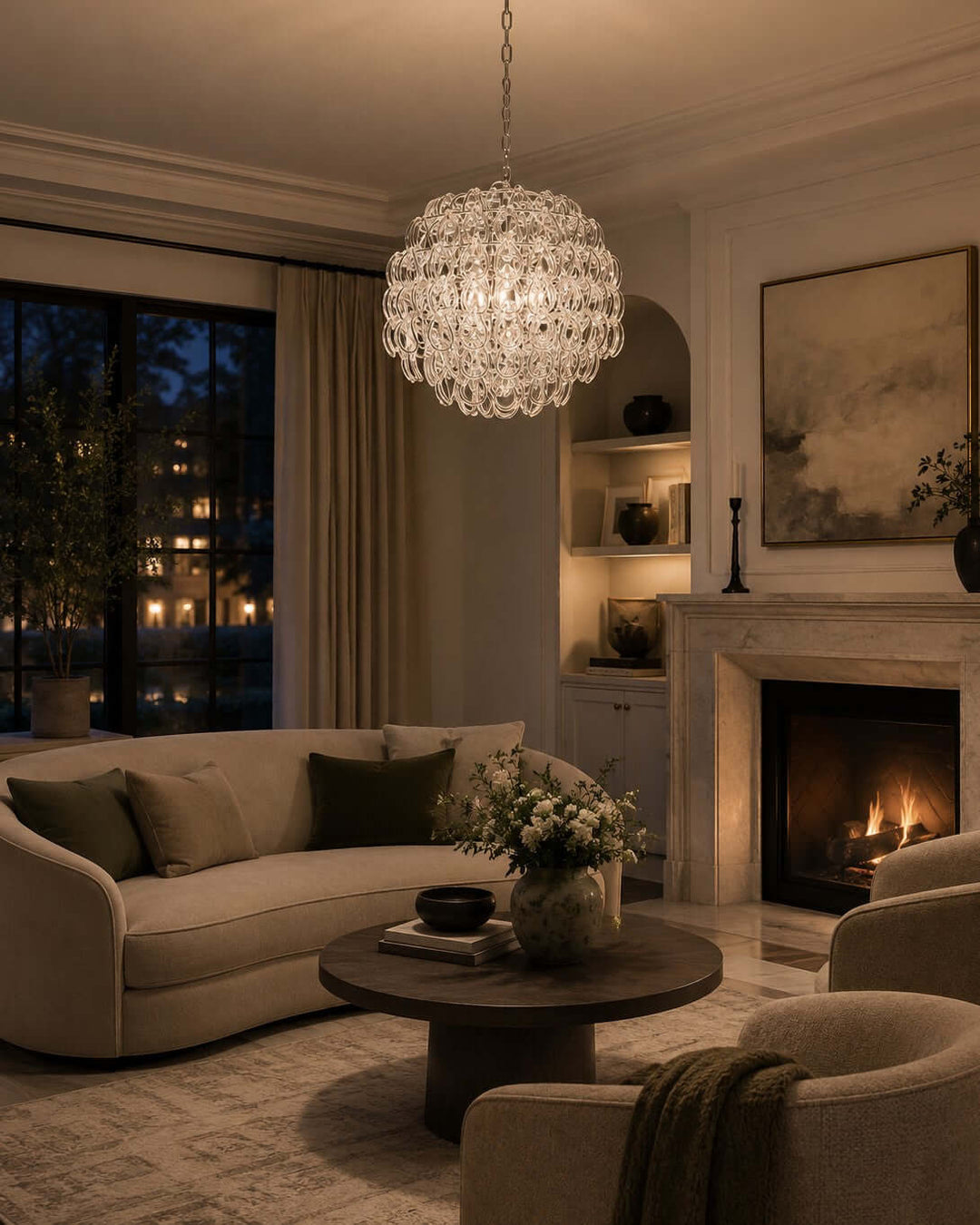 Modern Glam Glass Chandelier for Dining Room and Bedroom Decor