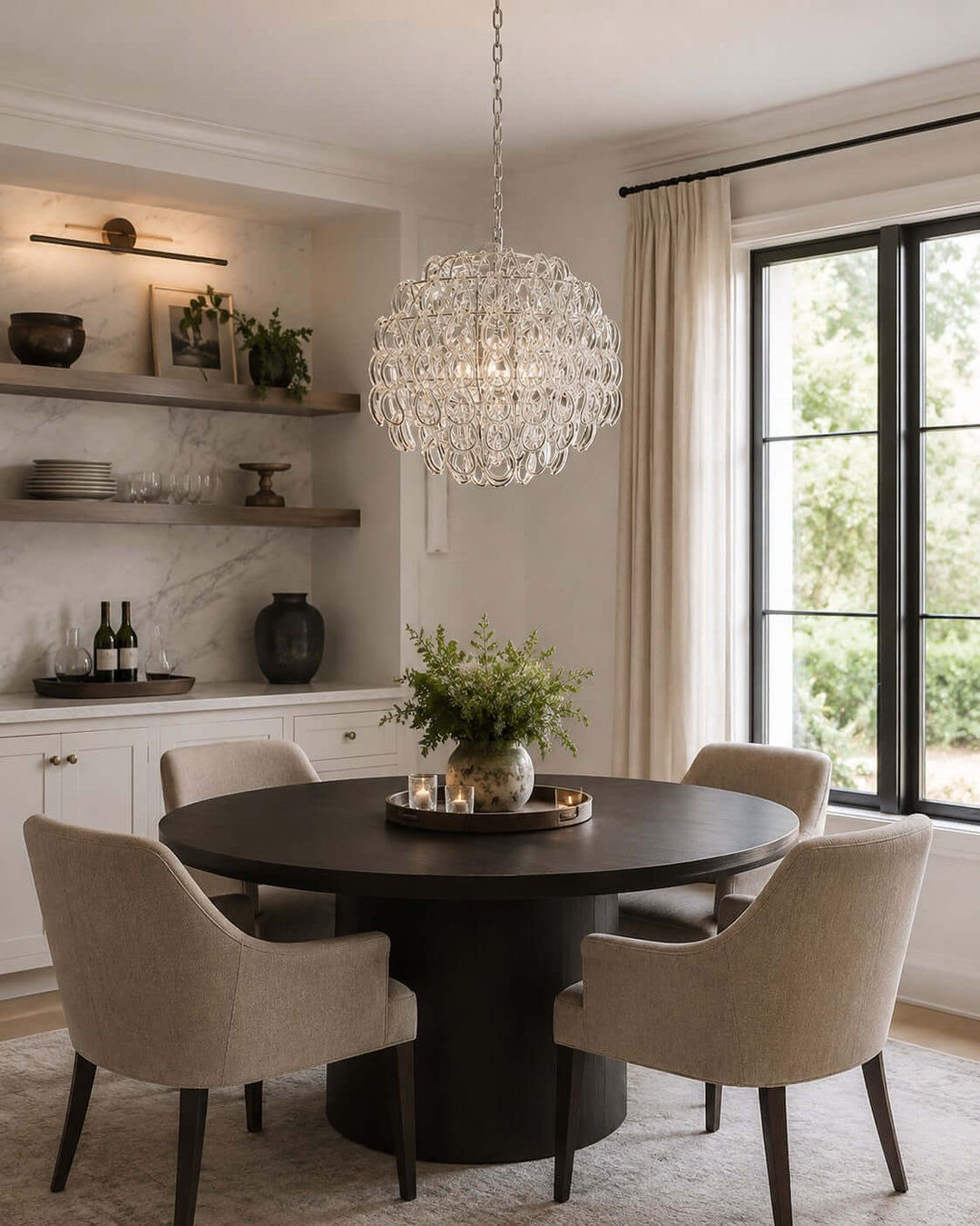Modern Glam Glass Chandelier for Dining Room and Bedroom Decor