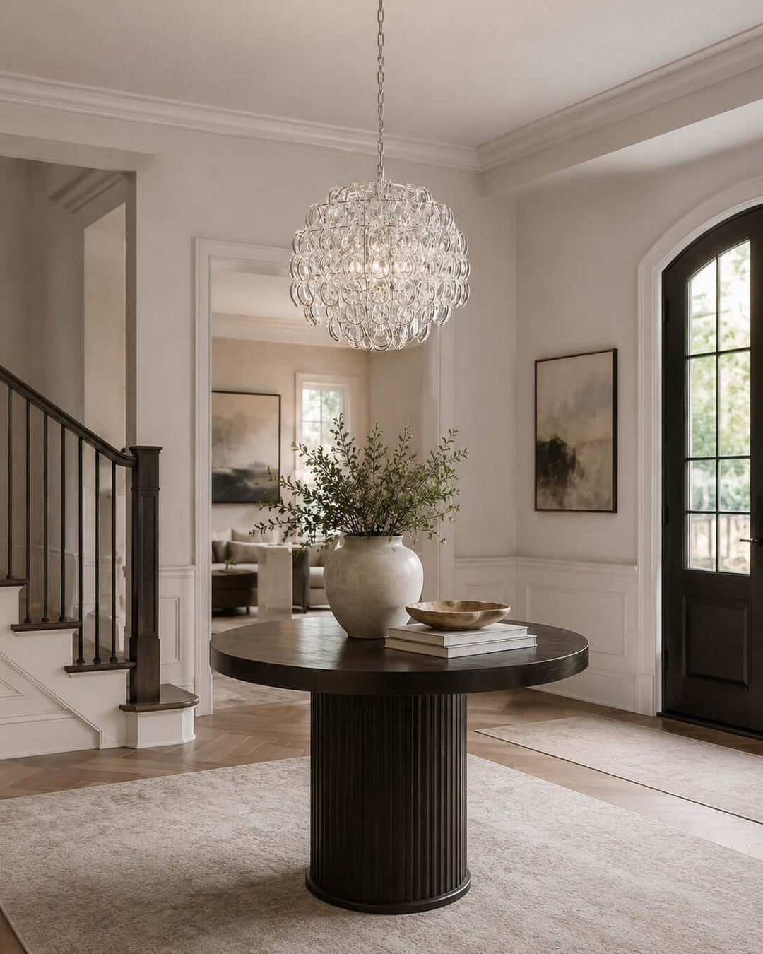 Modern Glam Glass Chandelier for Dining Room and Bedroom Decor
