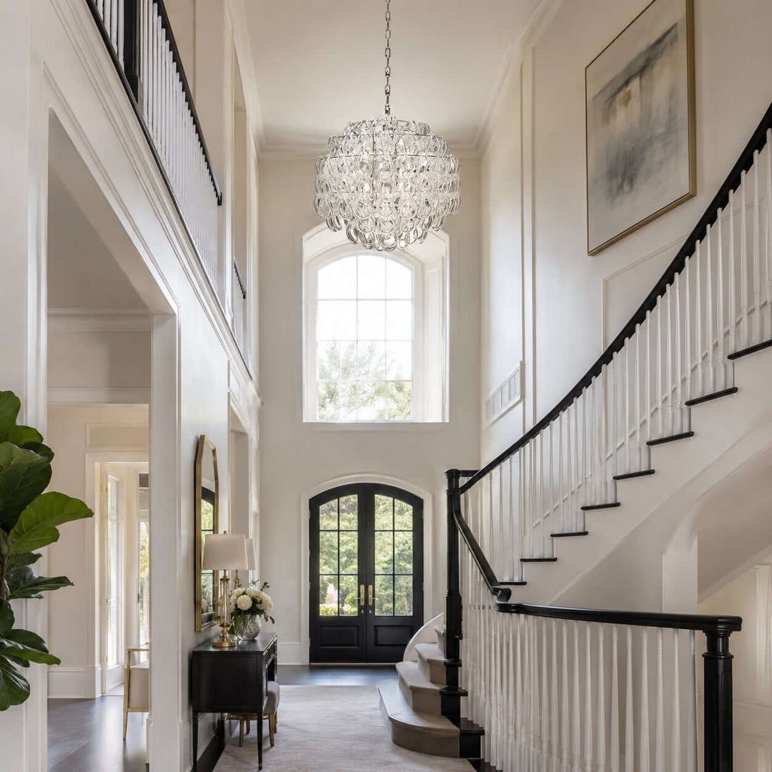 Modern Glam Glass Chandelier for Dining Room and Bedroom Decor