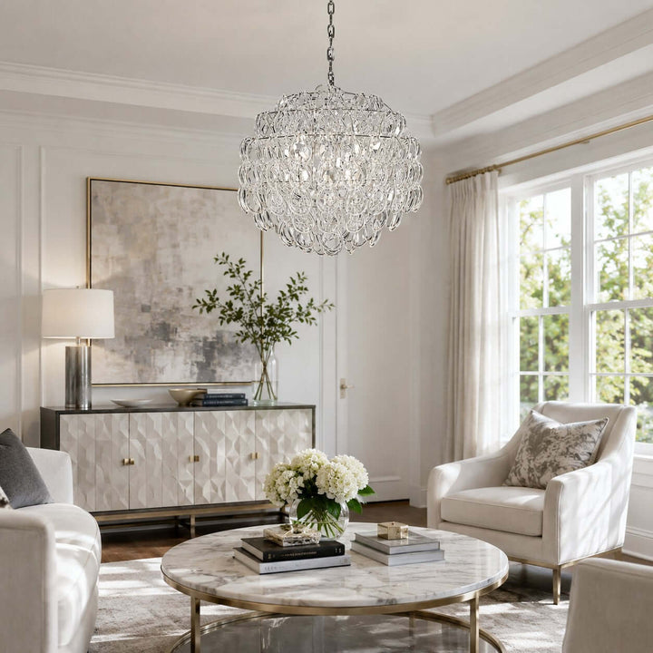 Modern Glam Glass Chandelier for Dining Room and Bedroom Decor