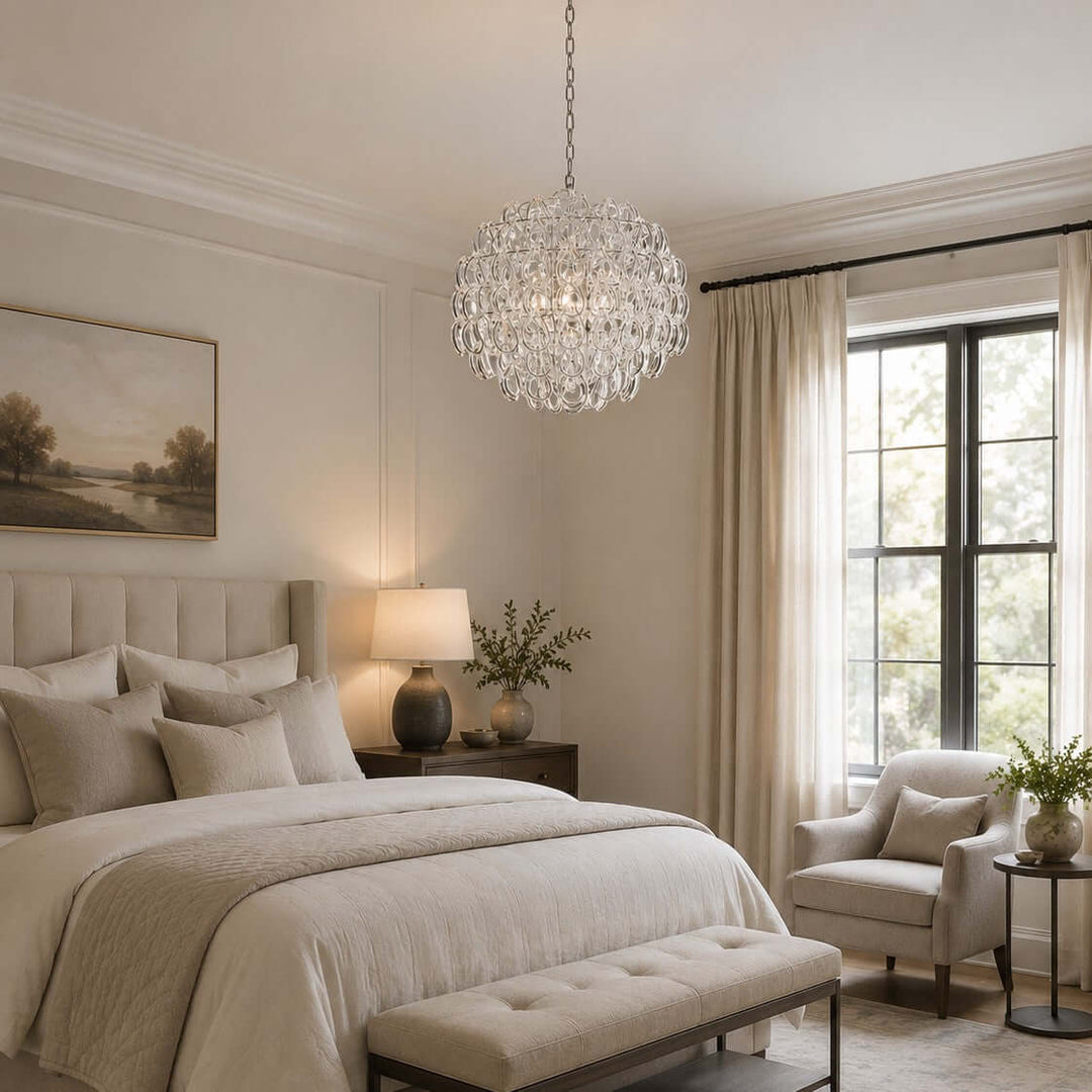 Modern Glam Glass Chandelier for Dining Room and Bedroom Decor