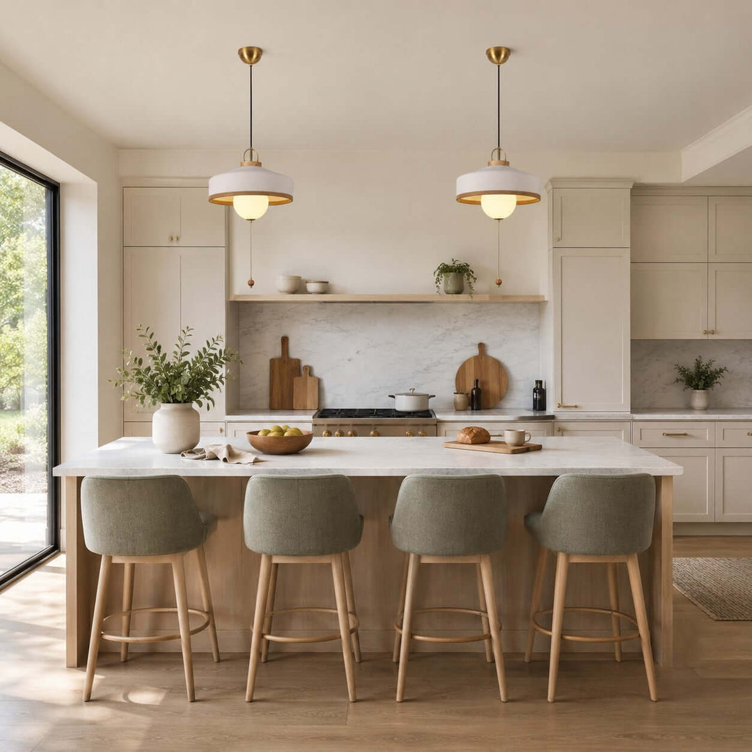 Coralie Pendant Light | Modern Fabric Shade for Dining Rooms