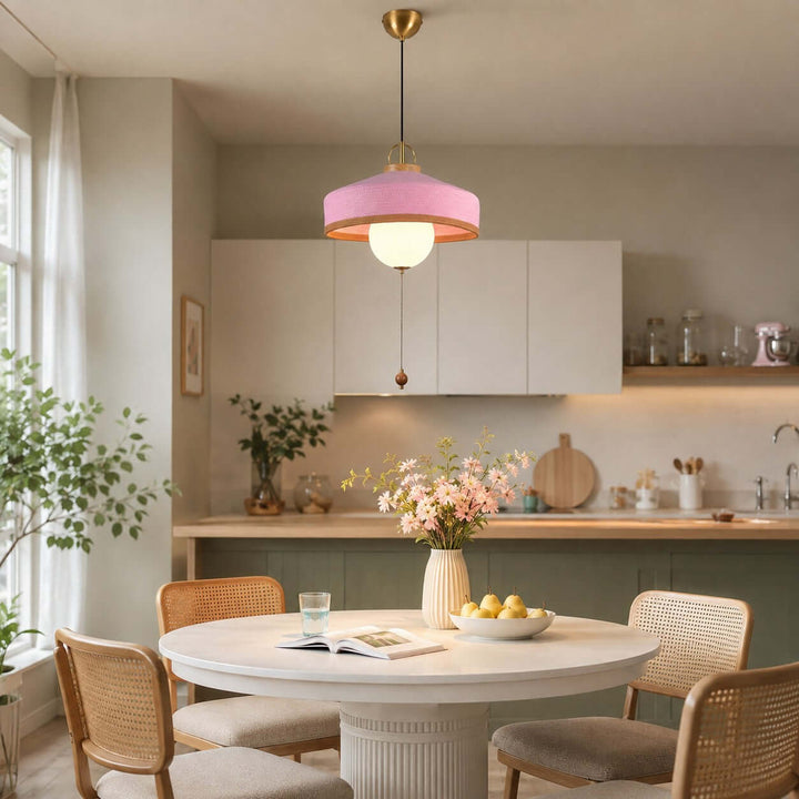 Coralie Pendant Light | Modern Fabric Shade for Dining Rooms