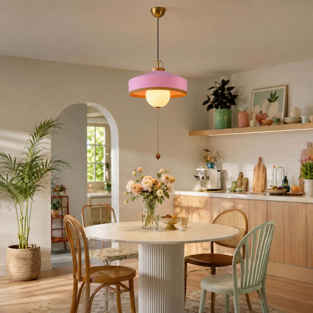 Coralie Pendant Light | Modern Fabric Shade for Dining Rooms