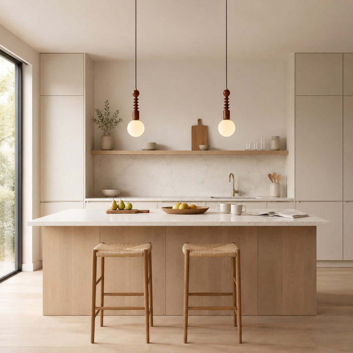 Corinne Modern Wood &amp; Glass Globe Pendant Light for Dining Room